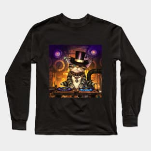 Steampunk DJ Cat #1 Long Sleeve T-Shirt